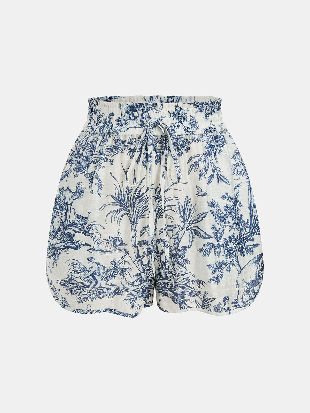 Toile Print Casual Three Piece Shorts Set