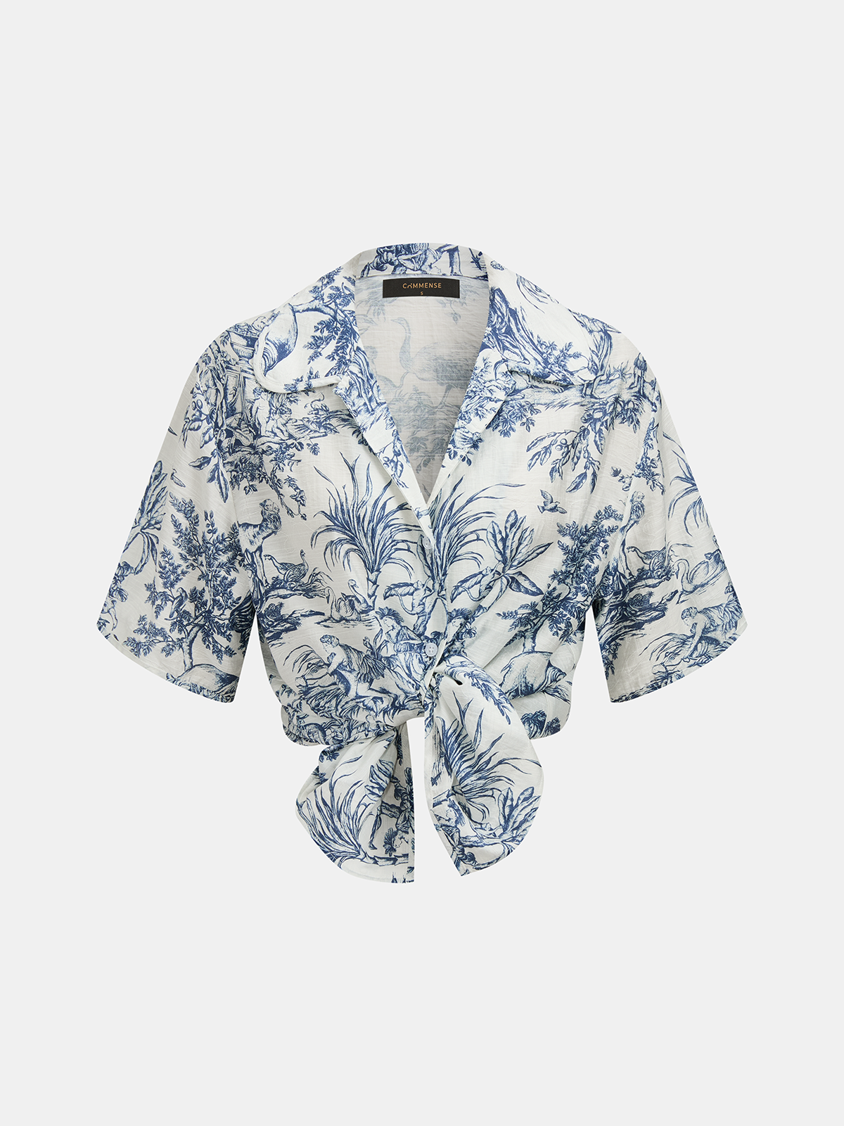 Toile Print Casual Three Piece Shorts Set