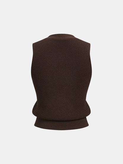 V Neck Button Down Knit Vest & Pants Set