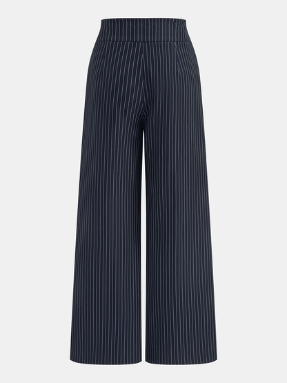 Mid Waist Pinstripe Wide Leg Pants