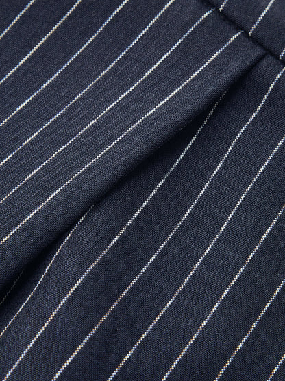 Mid Waist Pinstripe Wide Leg Pants