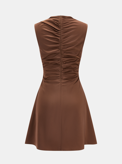 Sleeveless Cowl Neck Satin Mini Dress