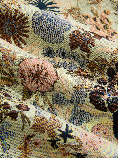 Vintage Floral Jacquard Mid Waist Shorts