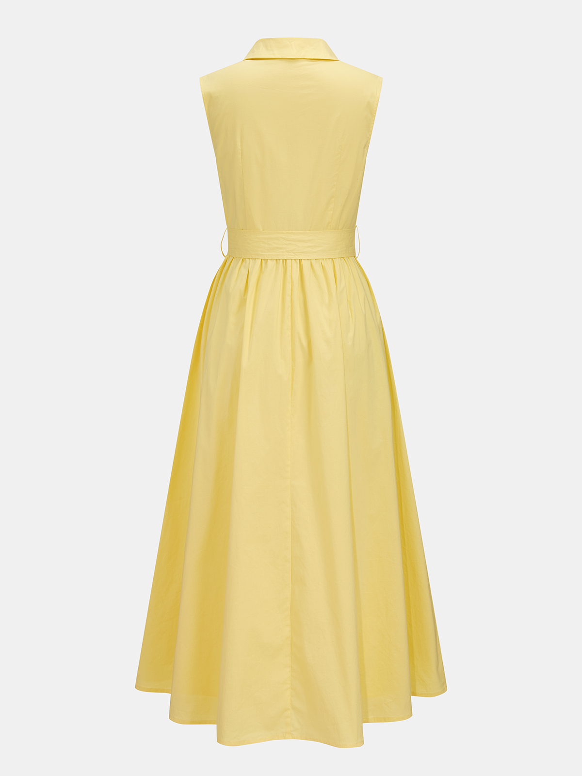 Sleeveless Belted Pocketed Midi Shirt Dress