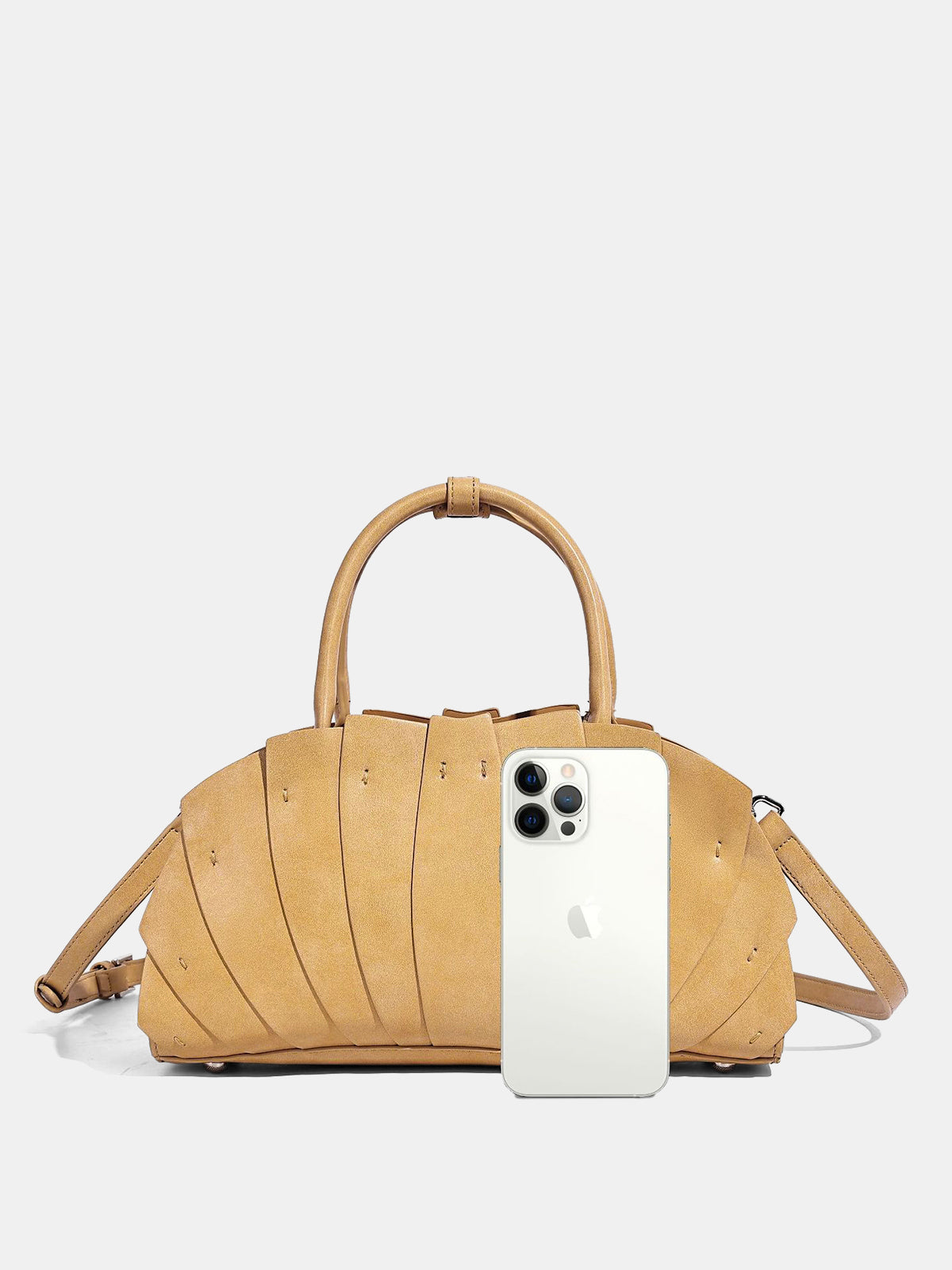 Layered Pleated Top Handle Handbag