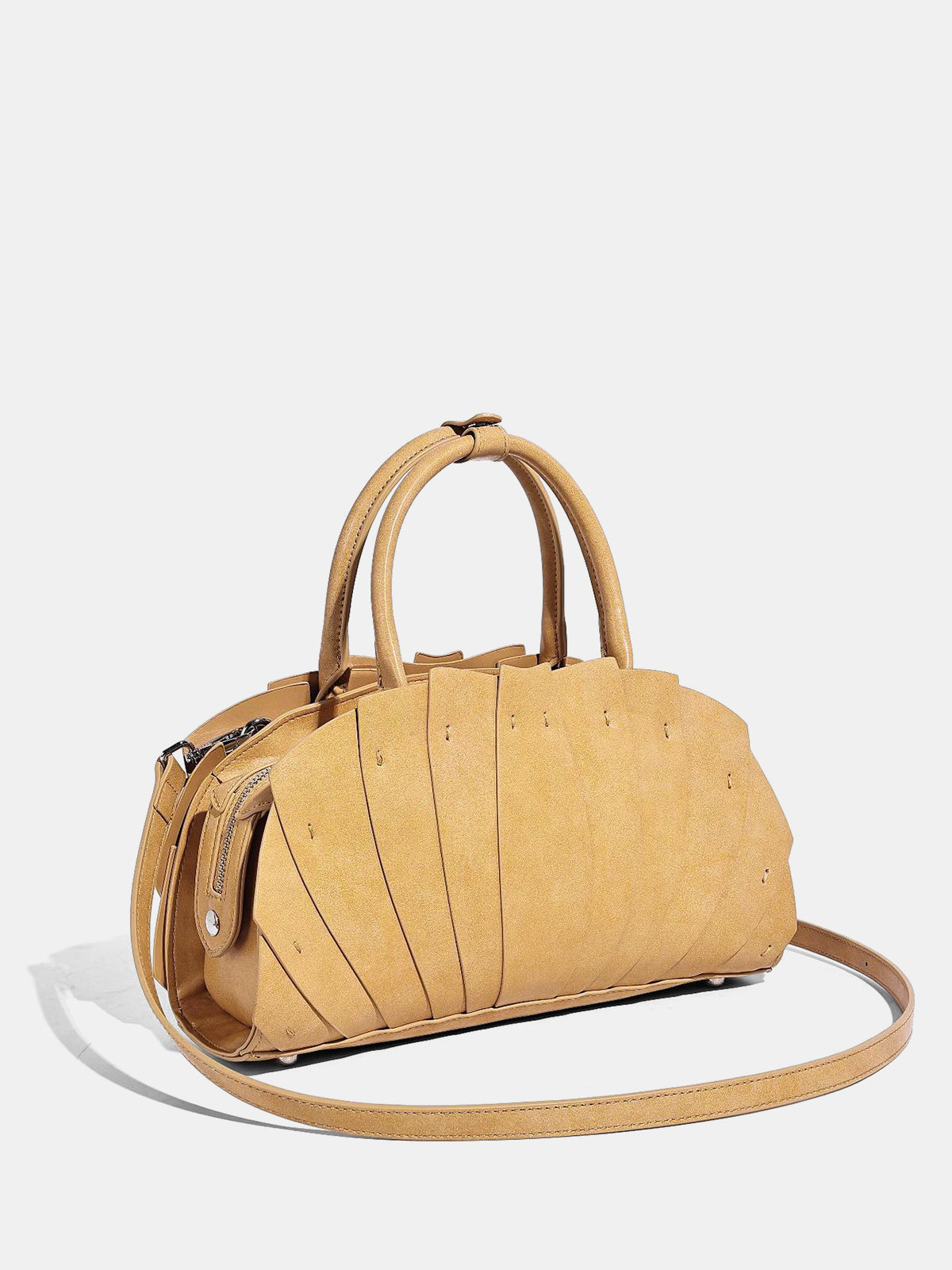 Layered Pleated Top Handle Handbag
