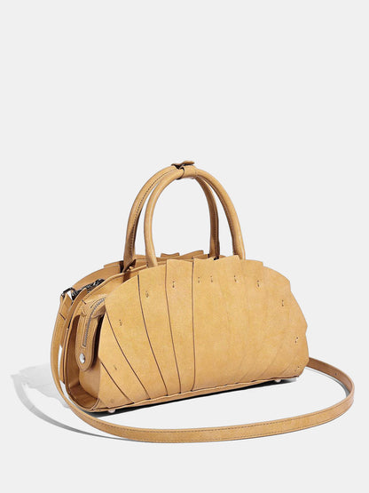 Layered Pleated Top Handle Handbag