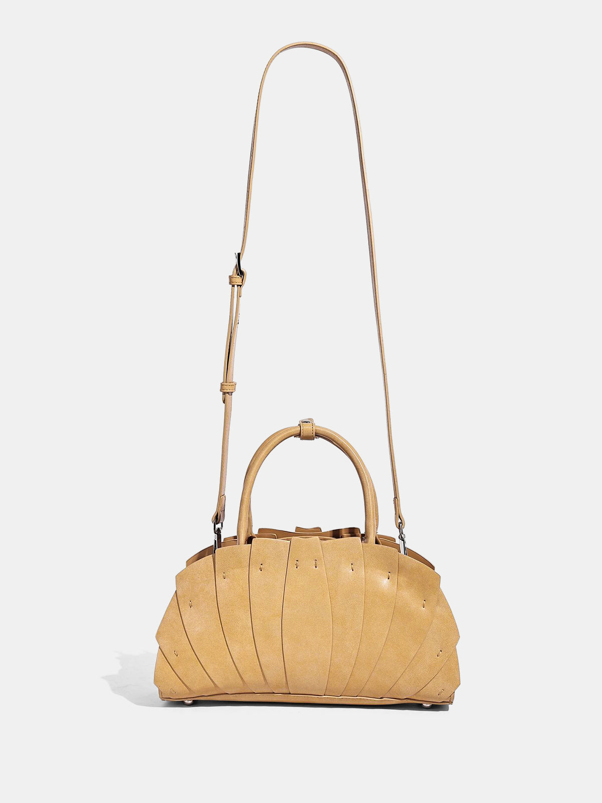 Layered Pleated Top Handle Handbag