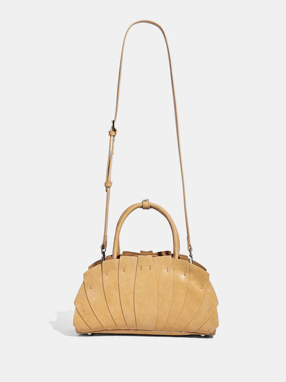 Layered Pleated Top Handle Handbag