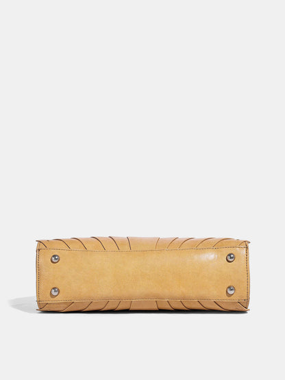 Layered Pleated Top Handle Handbag