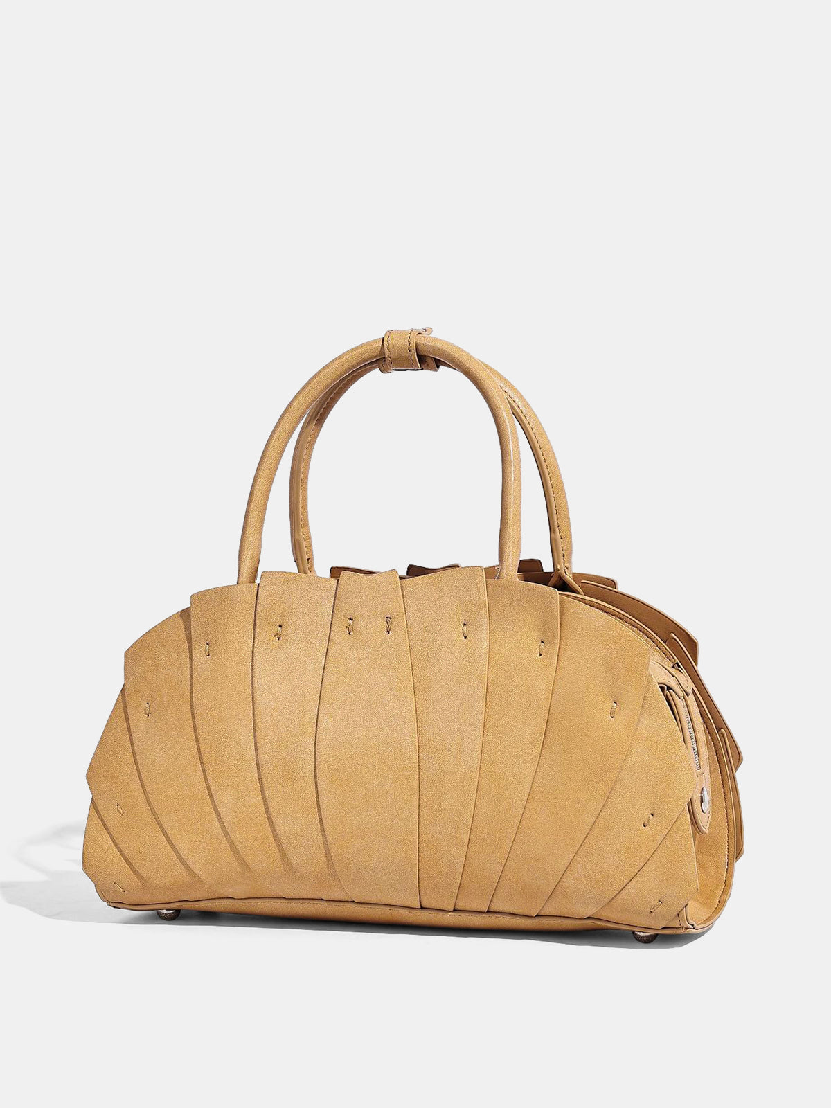 Layered Pleated Top Handle Handbag