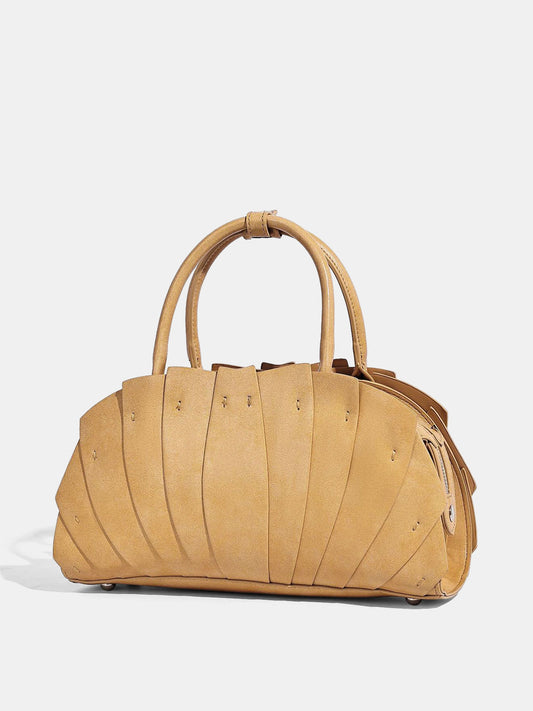 Layered Pleated Top Handle Handbag