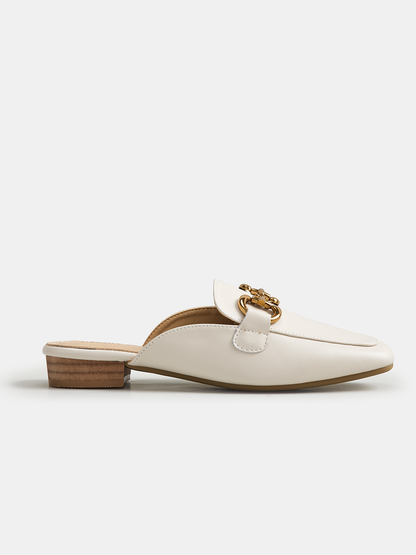 Genuine Leather Horsebit Loafer Mules