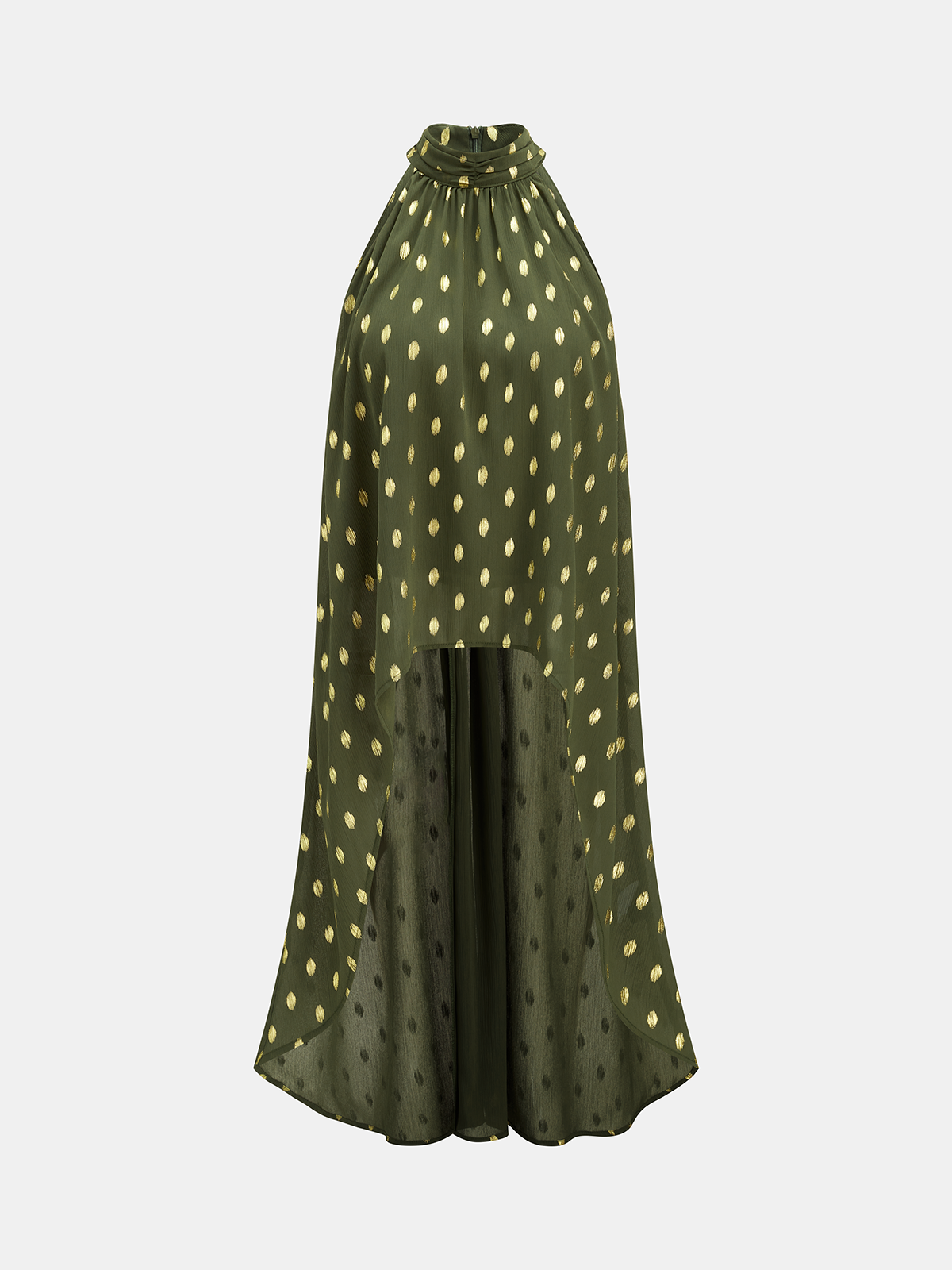 Polka Dot Halter Asymmetrical Blouse