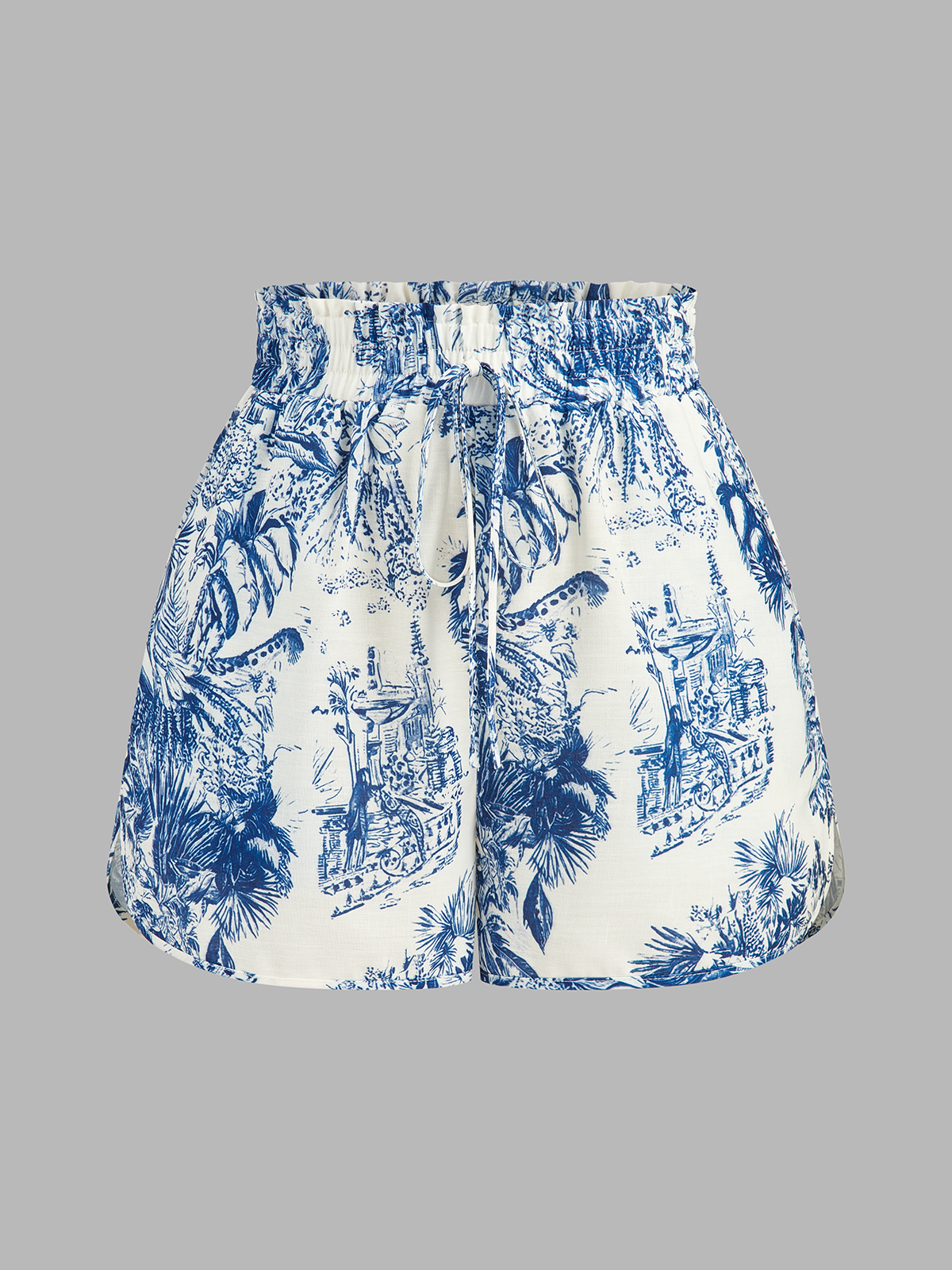 Casual Toile Print Shirt & Shorts Set