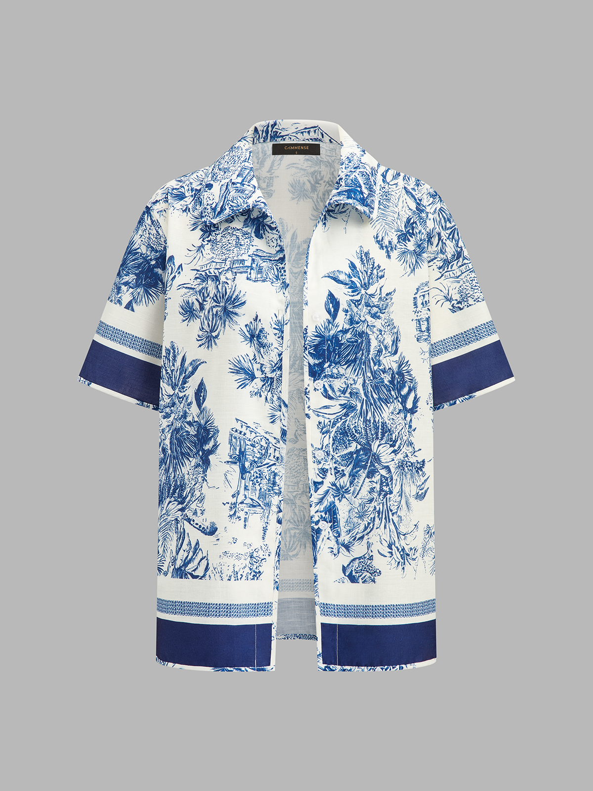 Casual Toile Print Shirt & Shorts Set