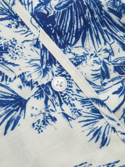 Casual Toile Print Shirt & Shorts Set