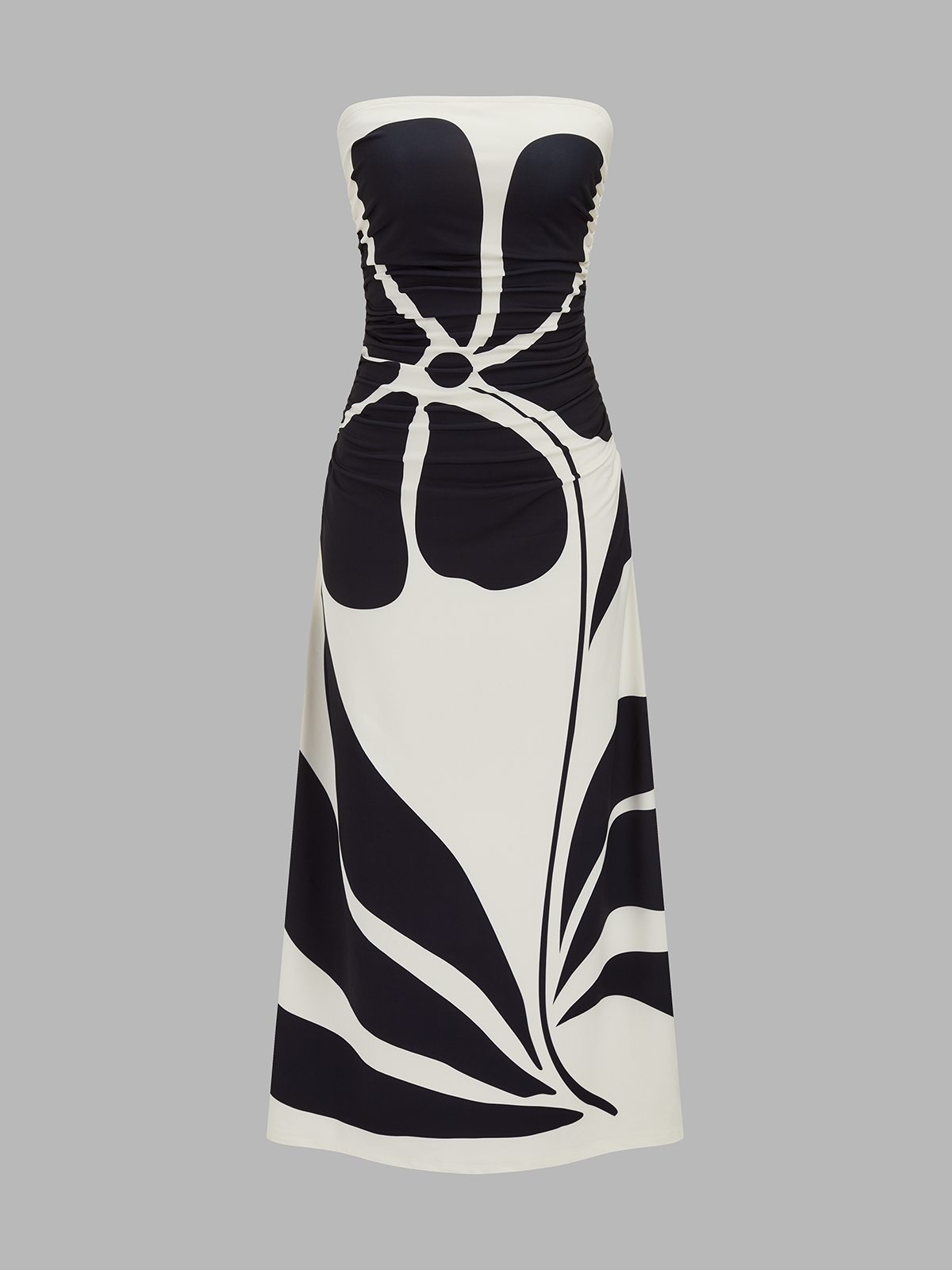 Semi-Sheer Strapless Floral Dress