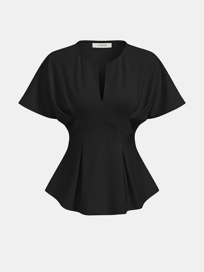 Dolman Sleeve Peplum Fitted Blouse