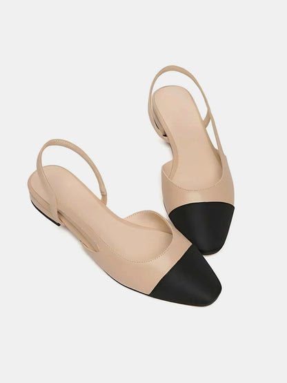 Square Toe Slingback Low Heel Sandals