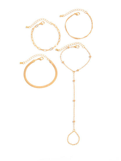 Multi Layer Hand Chain Bracelet Set