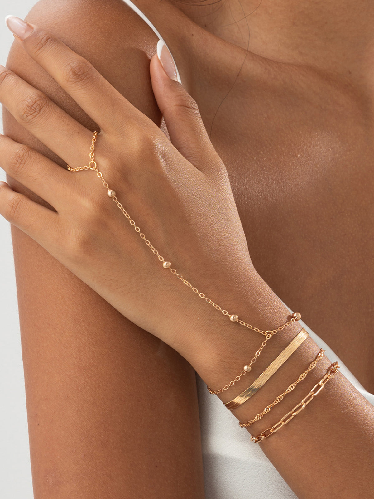 Multi Layer Hand Chain Bracelet Set