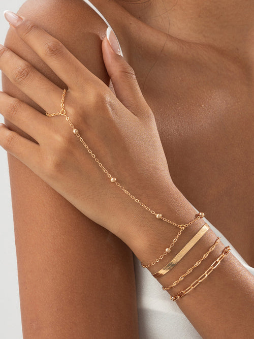 Multi Layer Hand Chain Bracelet Set