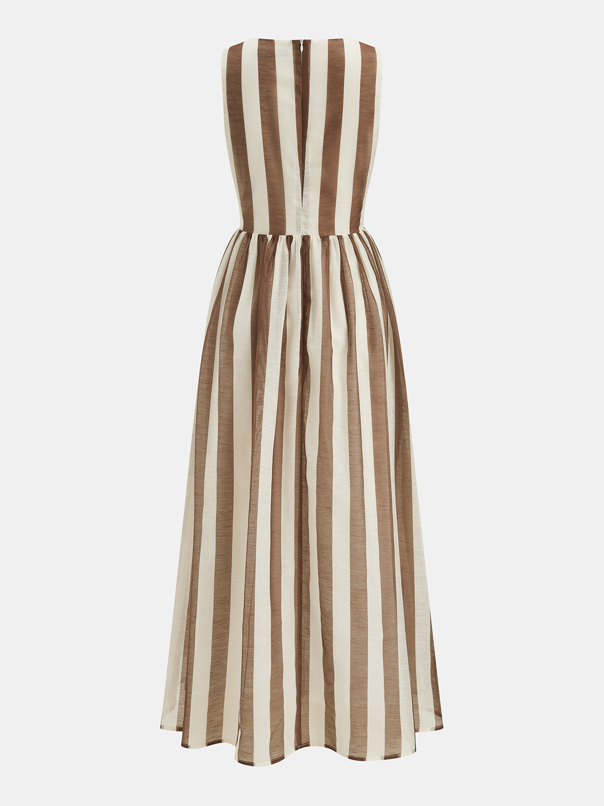 Sleeveless V-Neck Striped Cut-Out Maxi Dress