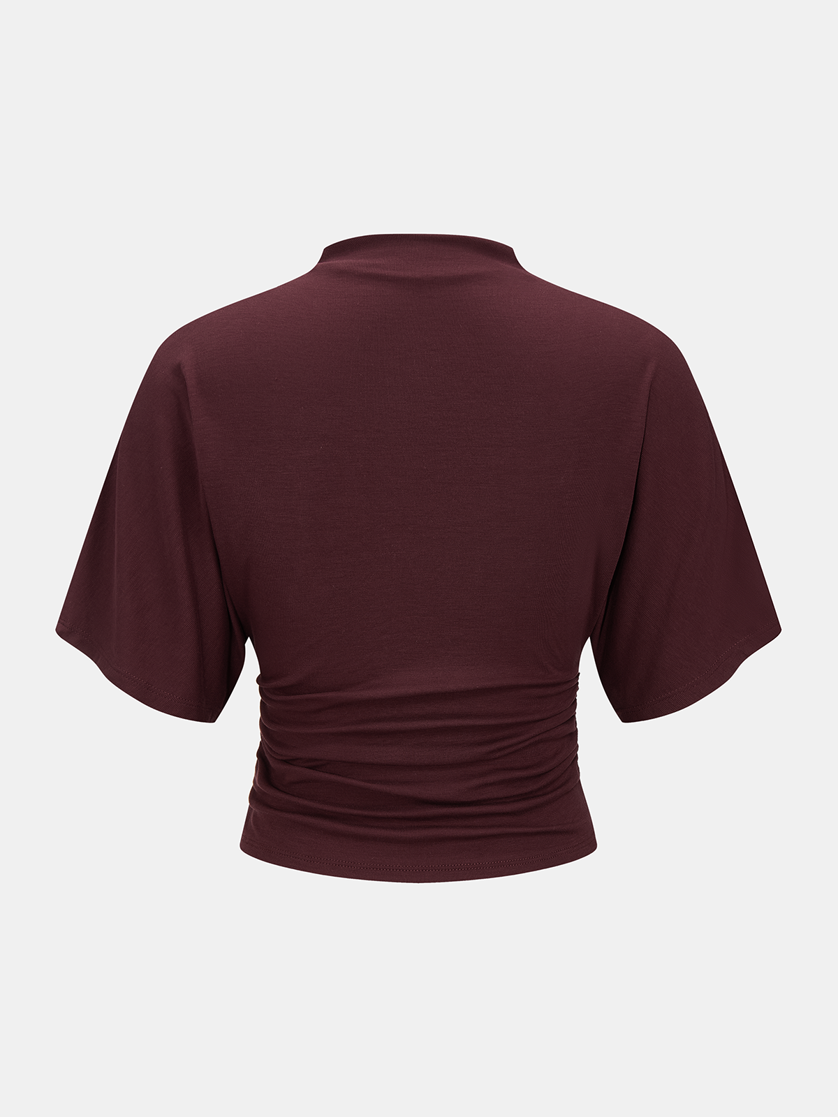Mock Neck Ruched Half-Sleeve Top