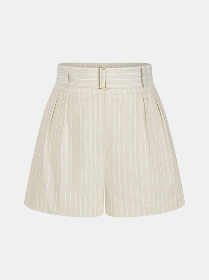 Cotton Striped Sleeveless Two Piece Shorts Set