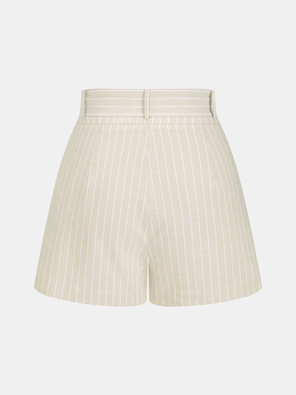 Cotton Striped Sleeveless Two Piece Shorts Set