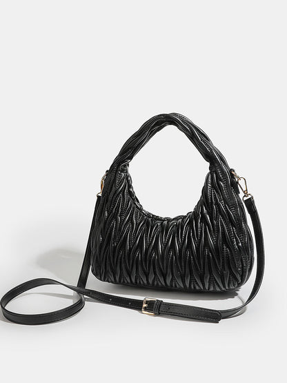 Faux Leather Ruched Crossbody Handbag