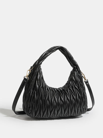 Faux Leather Ruched Crossbody Handbag