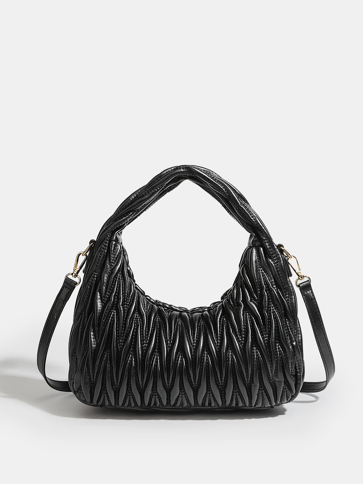 Faux Leather Ruched Crossbody Handbag
