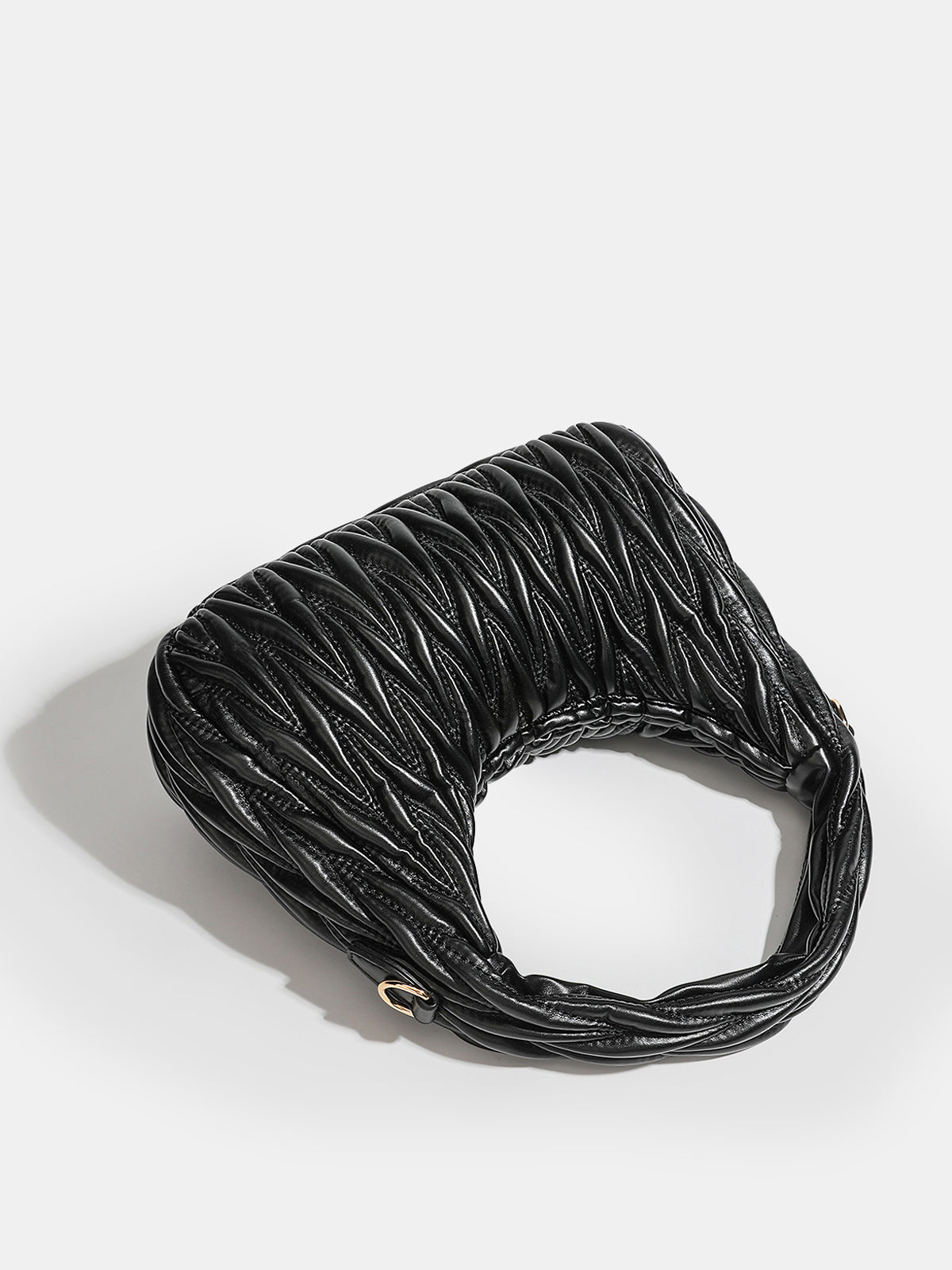 Faux Leather Ruched Crossbody Handbag
