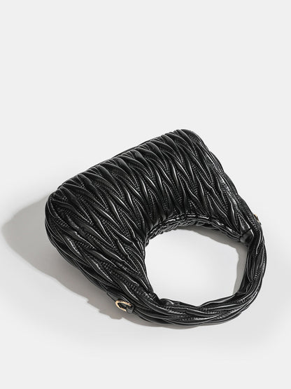 Faux Leather Ruched Crossbody Handbag