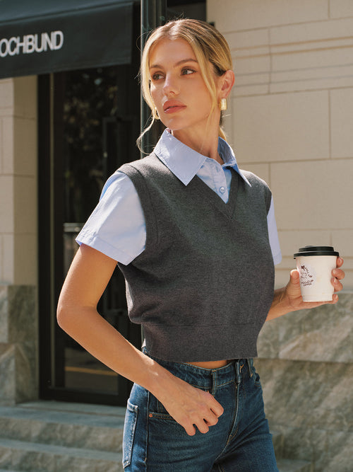 2-in-1 Wool Blend Patchwork Knit Top