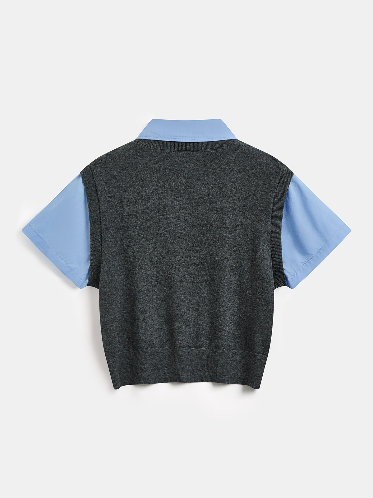 2-in-1 Wool Blend Patchwork Knit Top