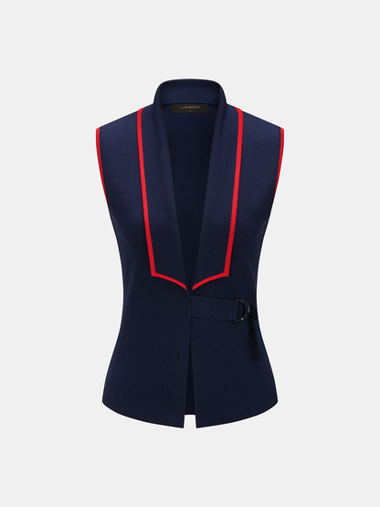 Buckle Detail Contrast Trim Knit Vest