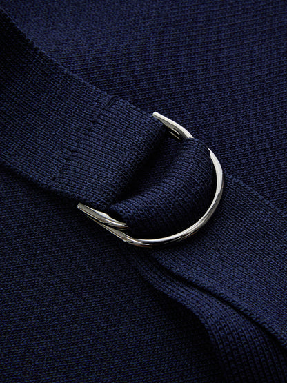 Buckle Detail Contrast Trim Knit Vest