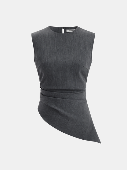 Sleeveless Asymmetric Top & Pleated Pants Set