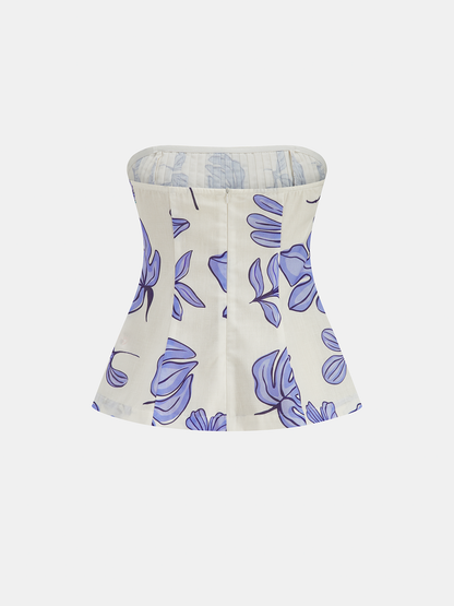 Strapless Printed Top & Maxi Skirt Set