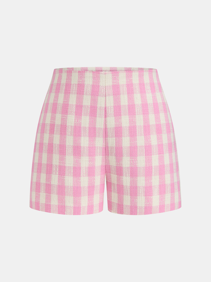 Gingham Sleeveless Vest & Shorts Set