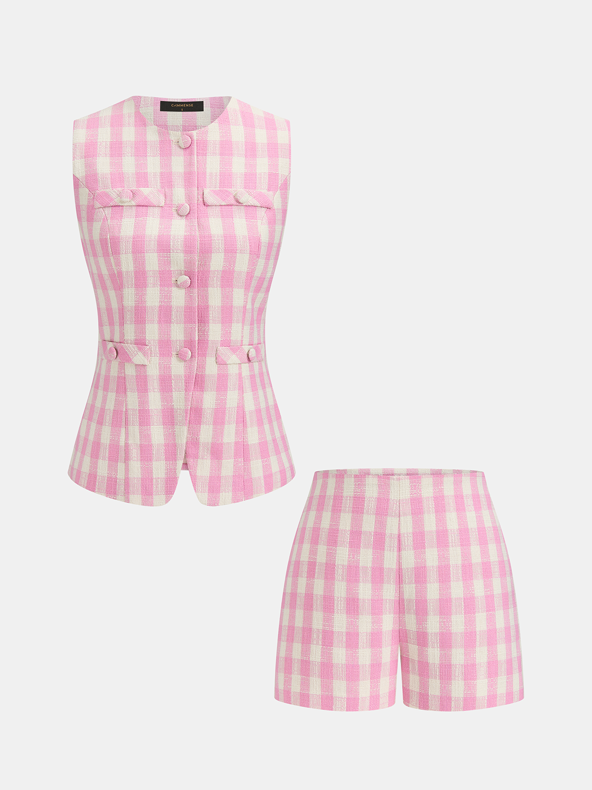 Gingham Sleeveless Vest & Shorts Set