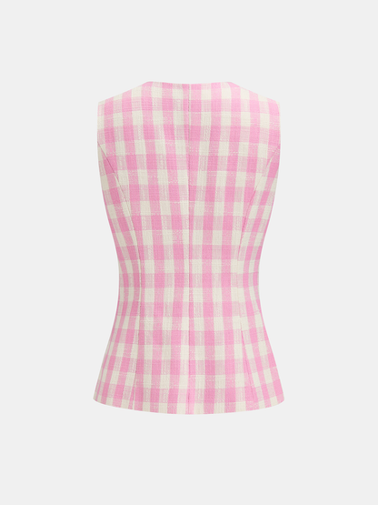 Gingham Sleeveless Vest & Shorts Set
