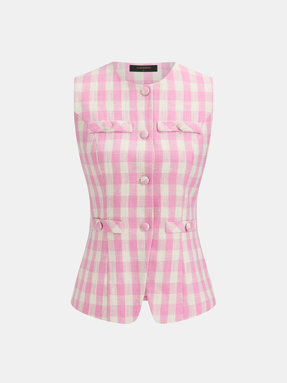 Gingham Sleeveless Vest & Shorts Set