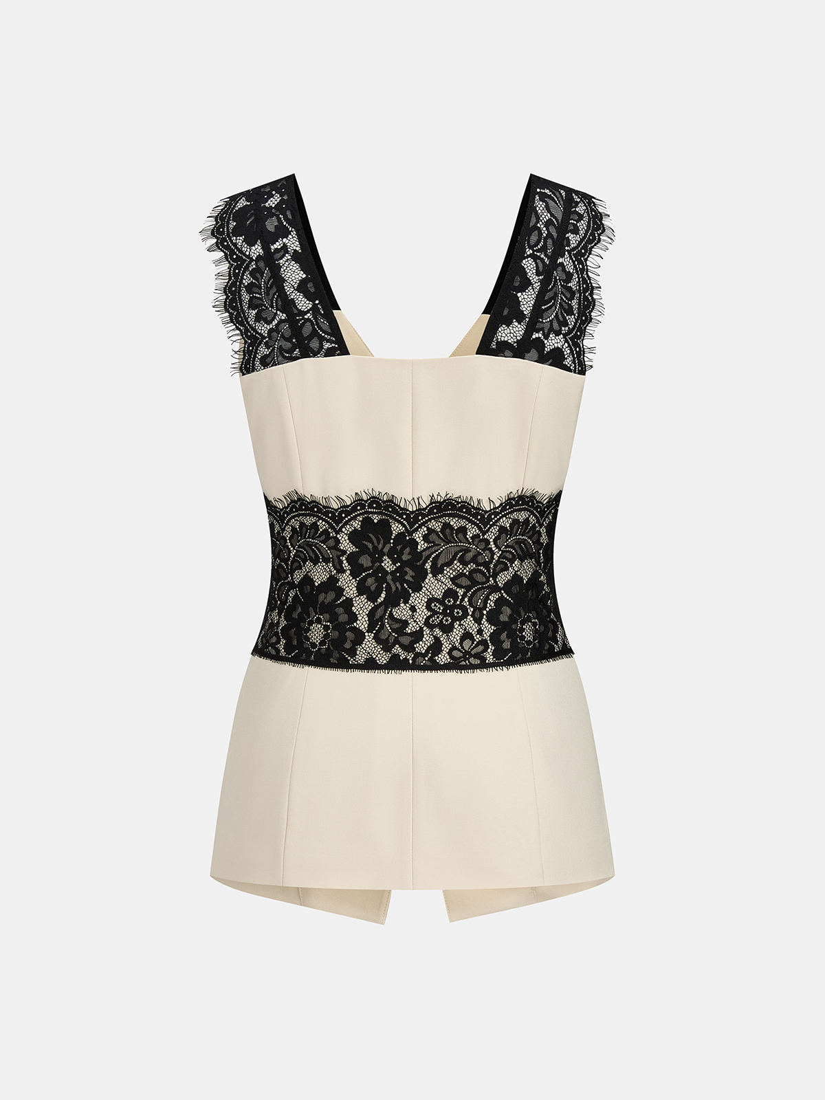 Lace Panel Sleeveless Vest & Pants Set