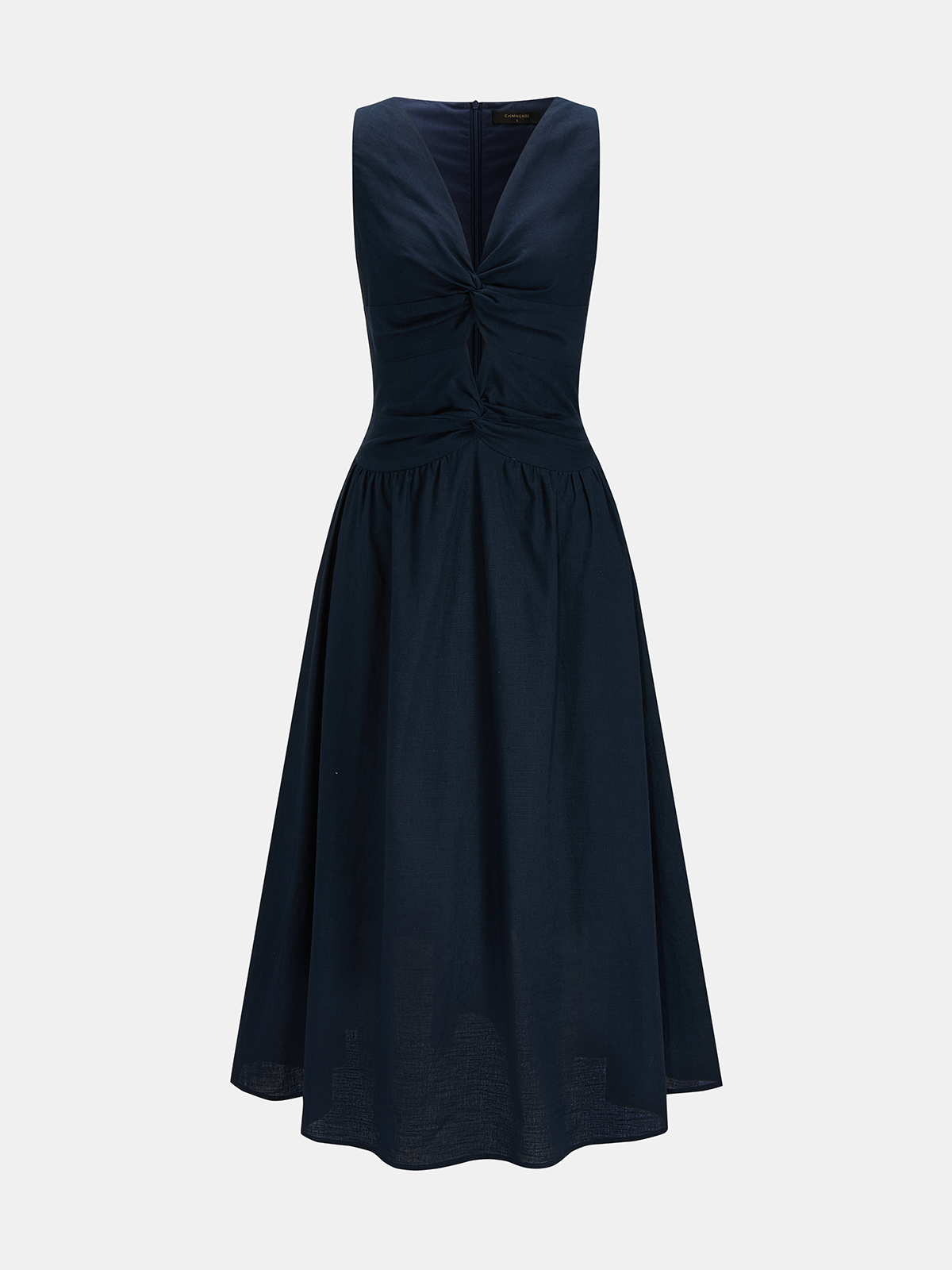 Sleeveless Twisted Cotton Linen Maxi Dress
