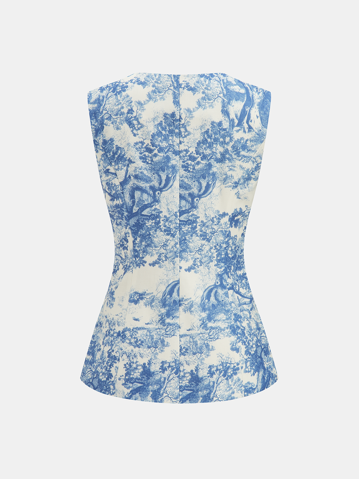 Toile Print Vest & Wide-Leg Pants Set