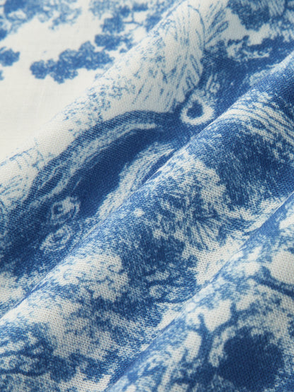 Toile Print Vest & Wide-Leg Pants Set